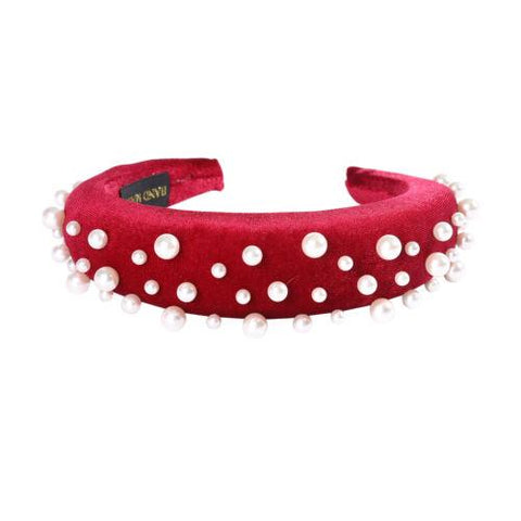 Ladies Pearls Padded Hair Band Accessories-WF01102-Veeddydropshipping