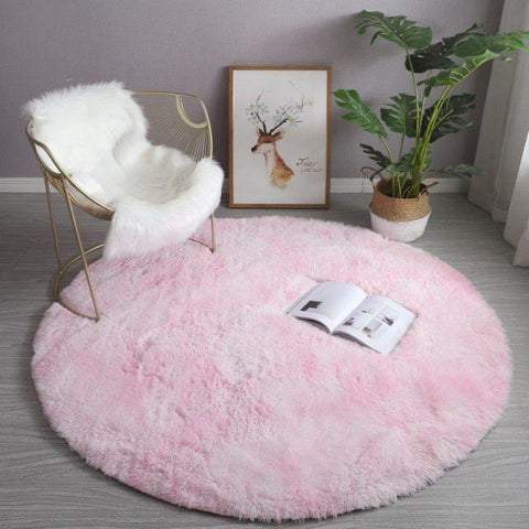 Plush Round Rug Fluffy Carpets Soft Home Decor-HA00480-Veeddydropshipping