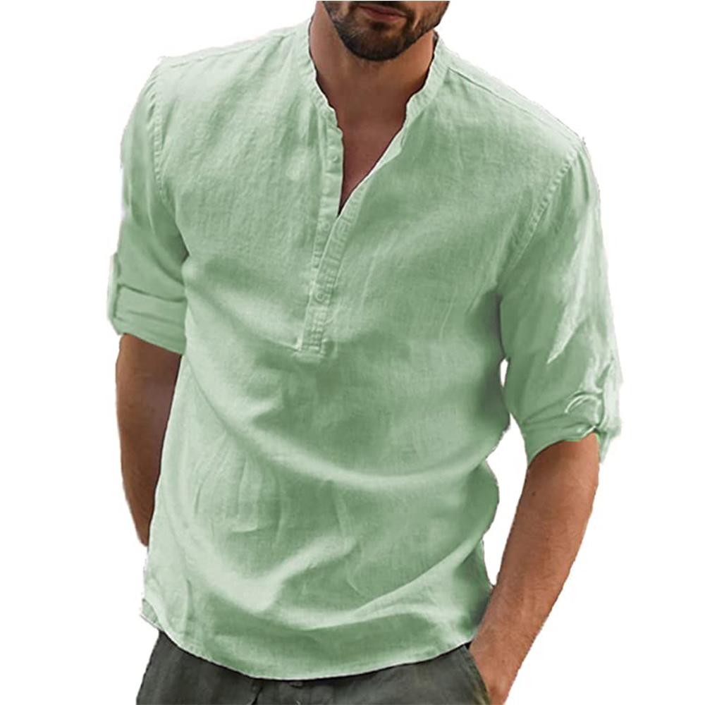 Casual Shirt Cotton Linen Shirt Loose Top Long Sleeve-Veeddydropshipping