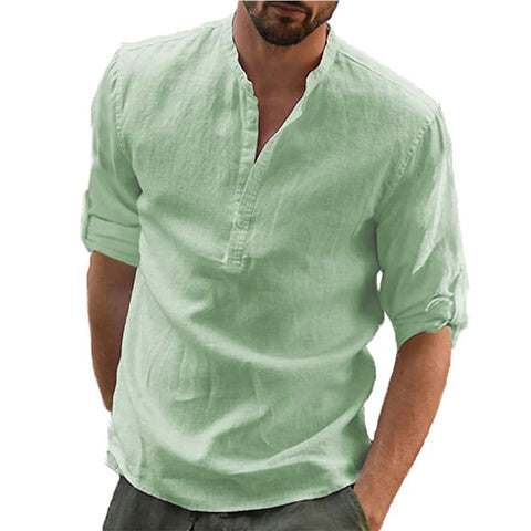 Casual Shirt Cotton Linen Shirt Loose Top Long Sleeve-Veeddydropshipping