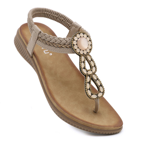 Rhinestones Slipper comfortable round head seaside resort large-BS00874-Veeddydropshipping