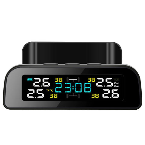 Clock TPMS Car Tire Pressure Alarm Monitor System Wireless Solar-AM00597-Veeddydropshipping