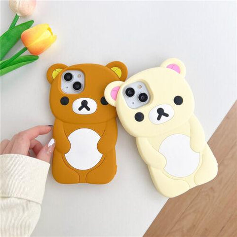 Cute Bear Cartoon Silicone Soft Phone Case Cover for iPhone 11 13 14 Pro Max-PA00148-Veeddydropshipping