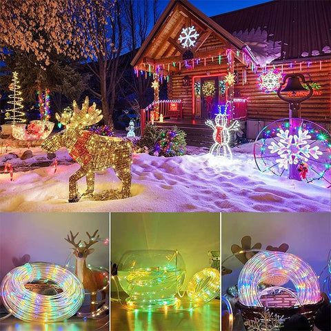 2023 Solar Powered Rope Lights Waterproof Dimmable Timer Tube Garland-TI00924-Veeddydropshipping