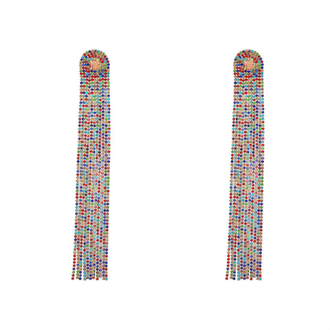 Trend Sparkling Rhinestone Tassel Claw Chain Women  Earrings Dinner Party -JW01430-Veeddydropshipping