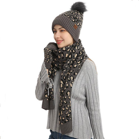 Women Glove Knitted Hats Set-WF01146-Veeddydropshipping