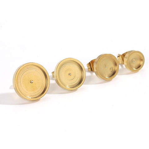 Stainless Steel Earring Base Round Stud Earrings Hooks Connector Diy-JW01558-Veeddydropshipping