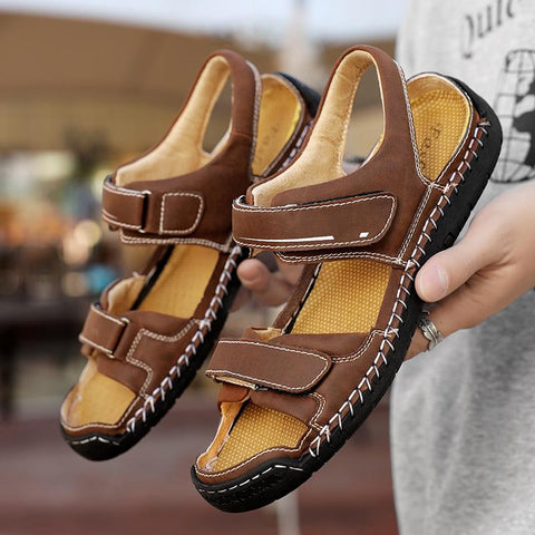 Comfortable Slip-on Outdoor Beach Genuine Leather Flip-BS01443-Veeddydropshipping