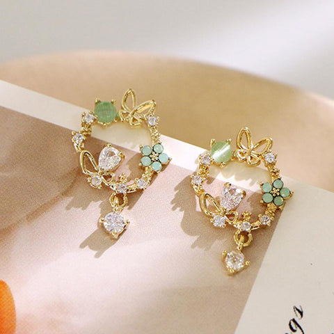 Korean Exquisite Flower Butterfly Earrings For Women Earring Girl-JW01449-Veeddydropshipping