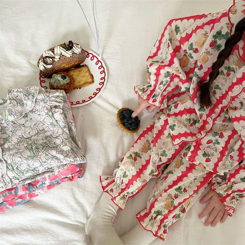 Kids Clothes Girls Loungewear 2023 Easter Rabbit Print Cute Pajama-TB01076-Veeddydropshipping