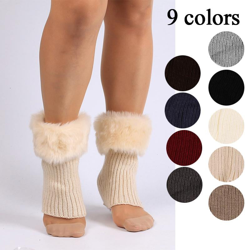 Women Crochet Faux Fur Trim Leg Boot Socks-WF01241-Veeddydropshipping