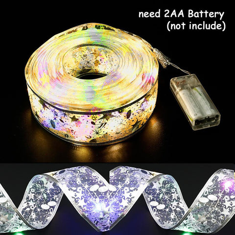 5M Christmas Ribbon Fairy Light String Garland Lights Christmas Tree Ornament-TI00934-Veeddydropshipping