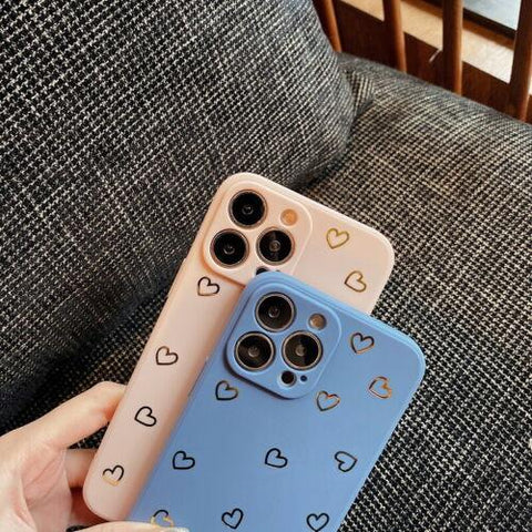 For iPhone 13 11 12 14 Pro Max XS XR 8 Shockproof Silicone Love Heart Case Cover-PA00135-Veeddydropshipping