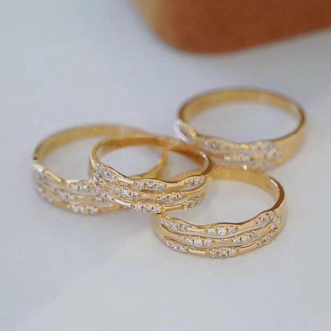 Fashion Gold Color Wedding Rings for Women Simple Stylish -JW01388-Veeddydropshipping