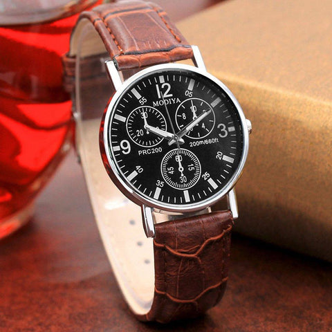 Clock Men Minimalist Dial Elegant Pointers quartz Watch Leather Belt Male -CE00767-Veeddydropshipping