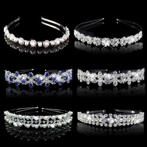 Bridal Princess Tiara Crown Elegant Hairband Pearl Crystal  -JW00537-Veeddydropshipping