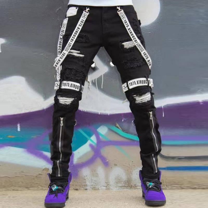 Skinny Slim Straight Pants New Fashion Black Youth-MF00613-Veeddydropshipping
