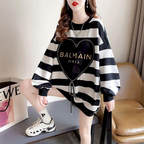 Fashion Design Sense Pullovers Chic Striped Sweatshirts-WF00061-Veeddydropshipping