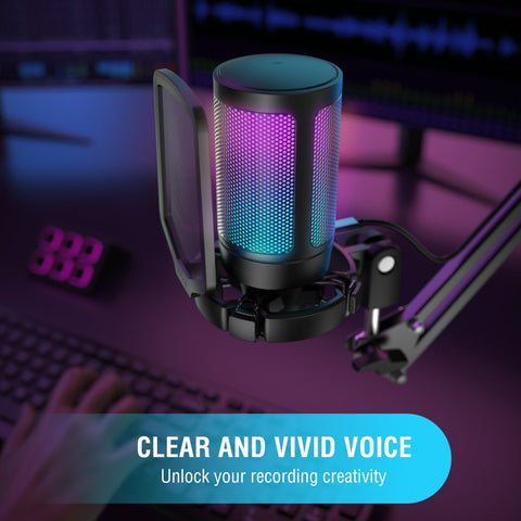 Ampligame USB Microphone for Gaming Streaming with Pop Filter Shock Mount&amp-CE01037-Veeddydropshipping
