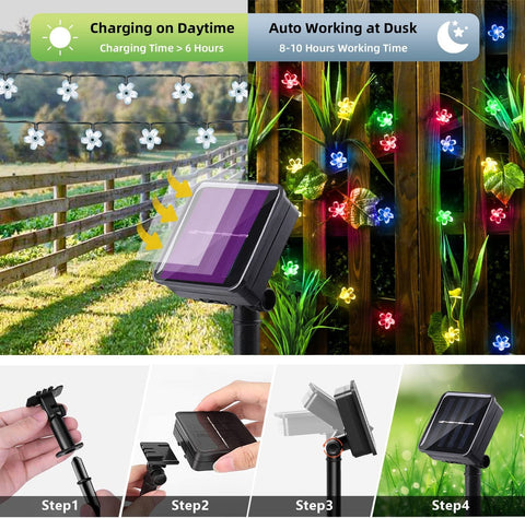 12m 50 Flower Waterproof Solar Led Light Outdoor Christmas-TI00843-Veeddydropshipping