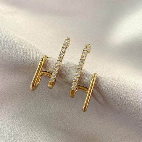 Design Irregular U-shaped Gold Color Earrings for Woman Korean -JW01412-Veeddydropshipping