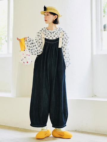 cotton denim loose casual versatile fashion wide leg pants-WF00400-Veeddydropshipping