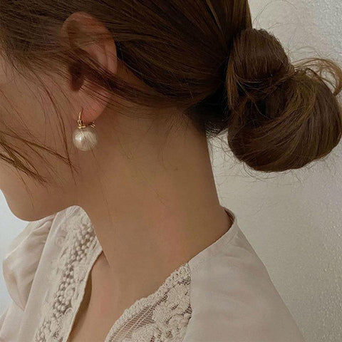 Korean Cute Pearl Drop Earrings  LuxuryU Shape Dangle  Earrings -JW00283-Veeddydropshipping