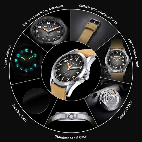 Frosted Automatic Watch Men Luminous Mechanical Wristwatch -JW00681-Veeddydropshipping