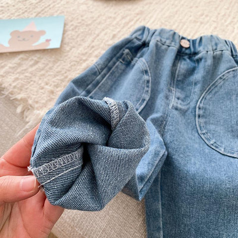 Kids Boy Jeans 0-6Years Children Cargo Denim Pant Solid Color Elastic-TB01265-Veeddydropshipping