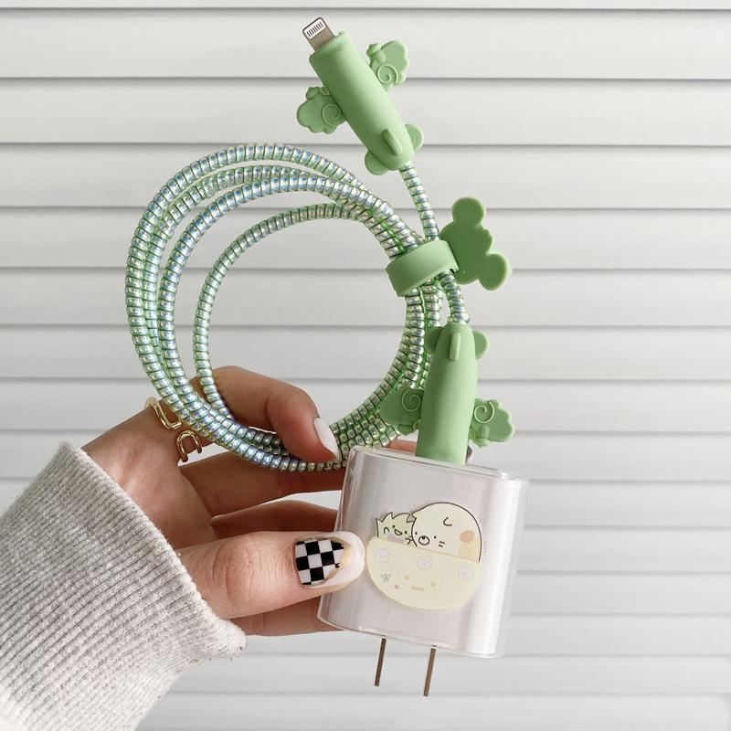 Cartoon Case Protector Charging Plug Cover Protection Sprial Cable-Veeddydropshipping