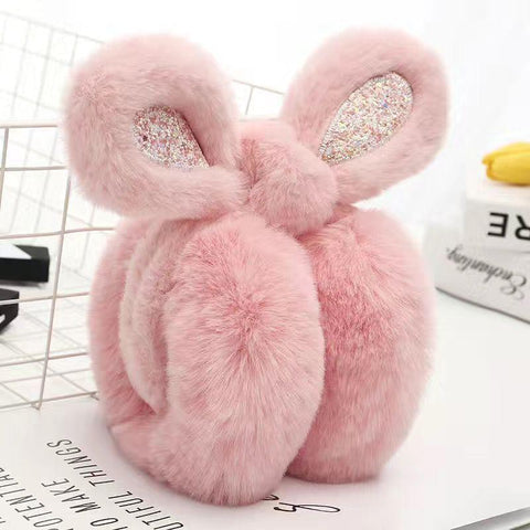 Cute Rabbit Ears Warm Earflaps Thicken Furry Fold-Veeddydropshipping