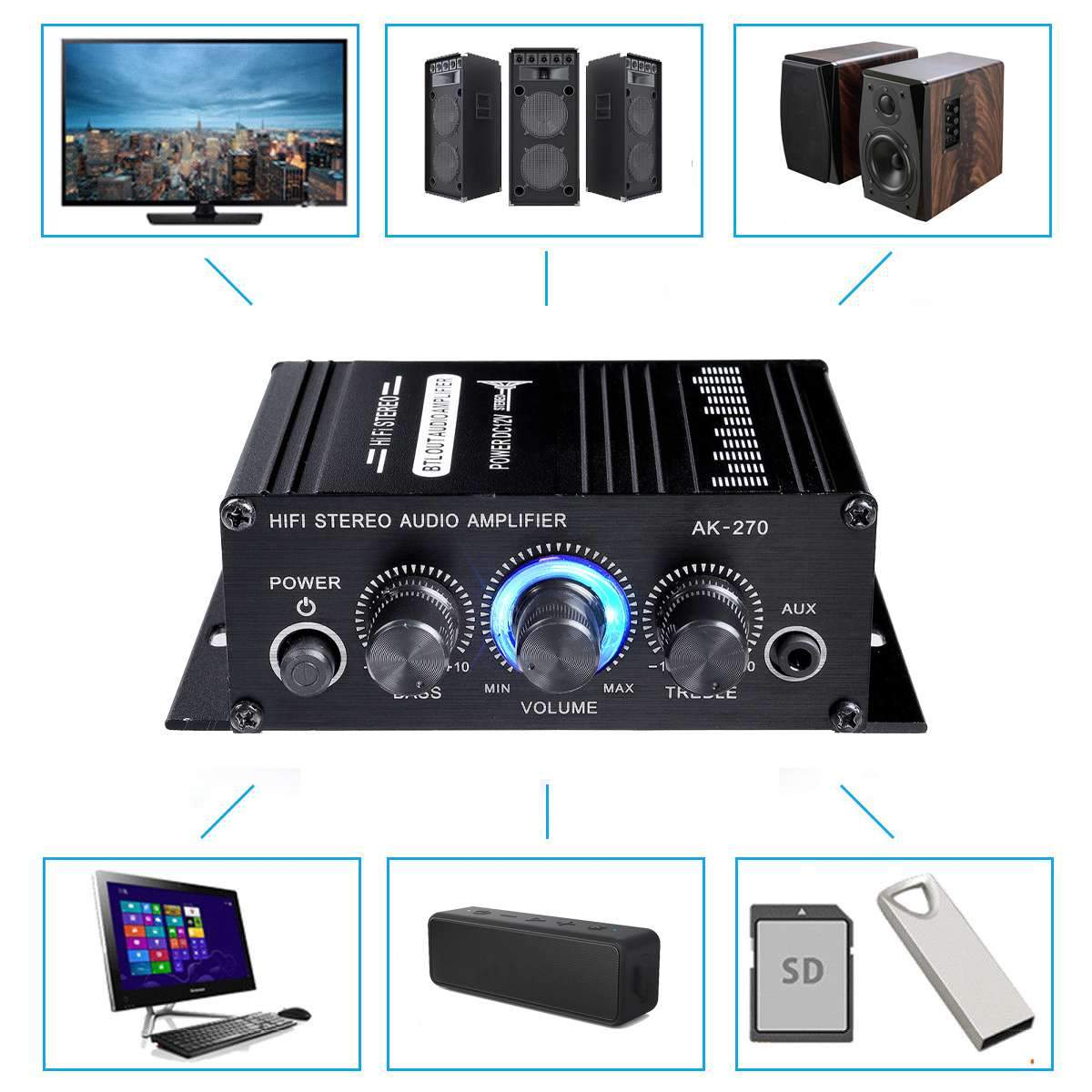 Amplifier Stereo Home BASS Audio Amp-Veeddydropshipping