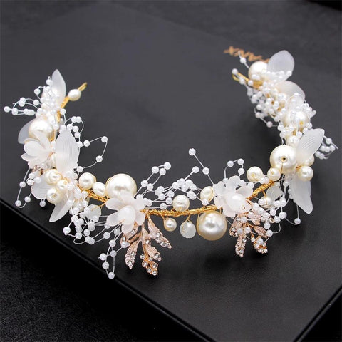 High Quality Spring Pearl Crowns Beach Wreaths Flower Headband -JW00454-Veeddydropshipping