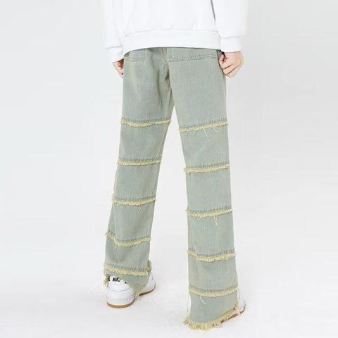 Washed Blue Baggy Men Jeans Pants Straight Hip Hop-MF00643-Veeddydropshipping