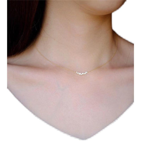 925 Sterling Silver Simple Zircon Smile Pendant Clavicle Chain Necklace -JW00067-Veeddydropshipping