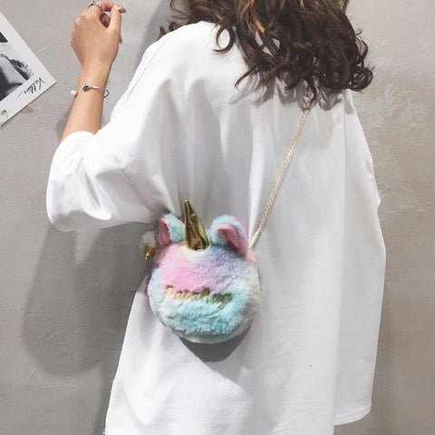 40cm Fluffy Unicorn Plush Backpack Kawaii Kindergarten- TB00069-Veeddydropshipping