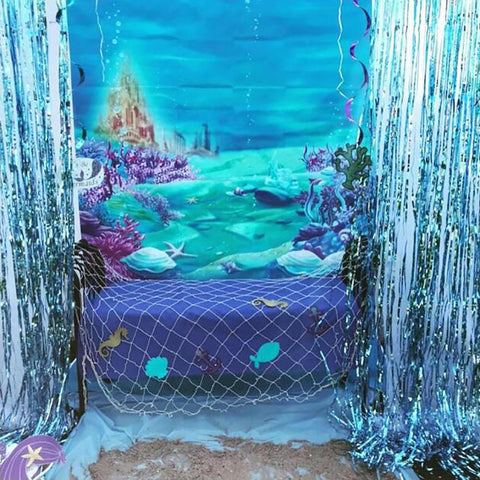 7x5ft Photography Under Sea Castle Backdrop Ocean Bubble Birthday Party Photo -CE00379-Veeddydropshipping