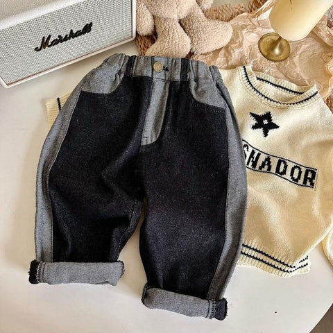 Spring New Kids Jeans Boys Fashion Contrast Color Trousers Girls-TB01284-Veeddydropshipping
