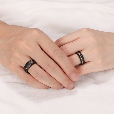 Tungsten Carbide Black Diamond Couple Engagement Ring Jewelry -JW00434-Veeddydropshipping