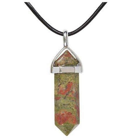 Hexagonal Pointed Stone Pendant Necklace Pendants-JW01206-Veeddydropshipping