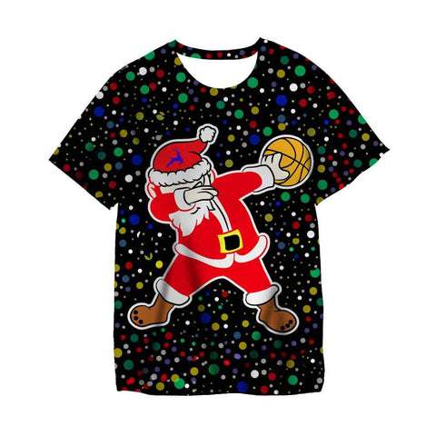 3-14Ys Kids Clothes Santa Claus With Deer Graphic Tee Shirt Merry-TB01158-Veeddydropshipping