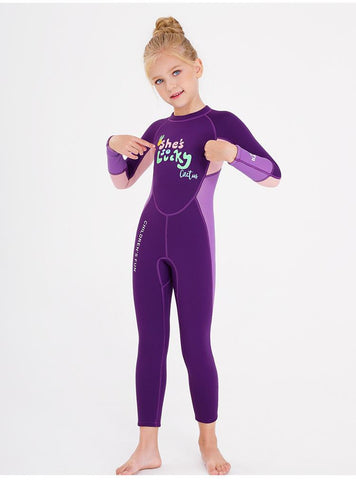 girls wetsuit diving suit 2.5MM neoprene  swimsuit girls long sleeve  surfing-OS00060-Veeddydropshipping