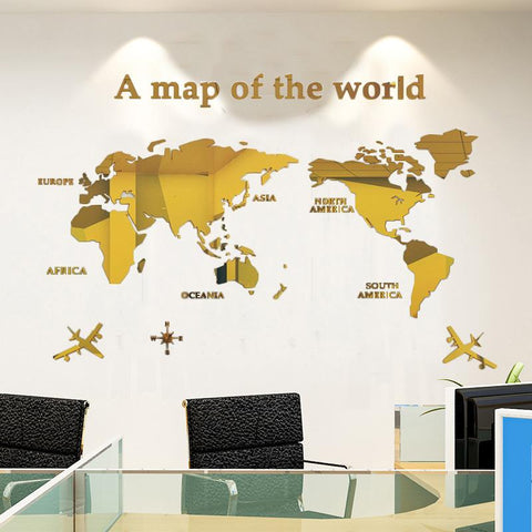 World Map Wall  3D Acrylic Wall Stickers-HA00208-Veeddydropshipping