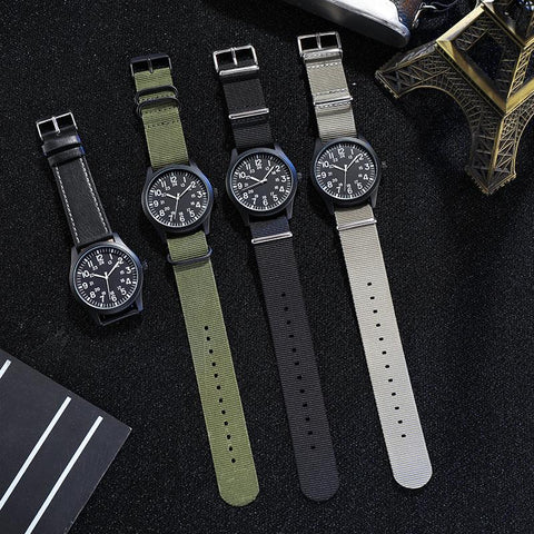 Field Watch Fabric Strap 24 Hours Display Japan Quartz -JW00798-Veeddydropshipping
