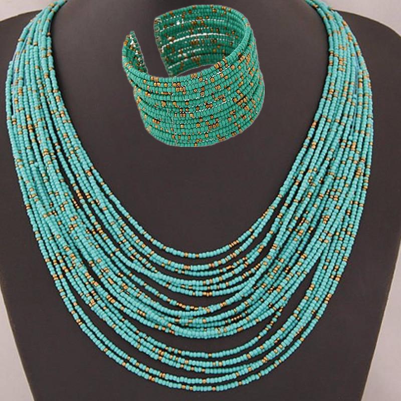 Beads Jewelry Sets Bohemia Bangles Fashion Necklace New Jewelry Set -JW00221-Veeddydropshipping