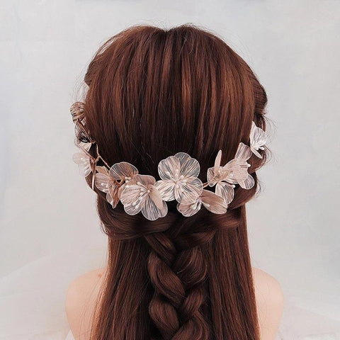 Flower Hairband Bridal Jewelry Pearl Crystal Elegant  -JW00546-Veeddydropshipping