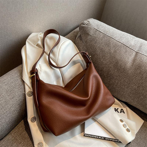 Solid Color Leather Soft Fabric Shoulder Bags Casual Ladies Bags Zip Ladies-BS00102-Veeddydropshipping