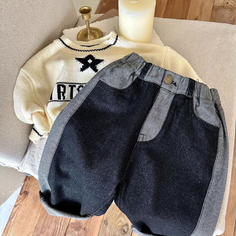 Spring New Kids Jeans Boys Fashion Contrast Color Trousers Girls-TB01284-Veeddydropshipping