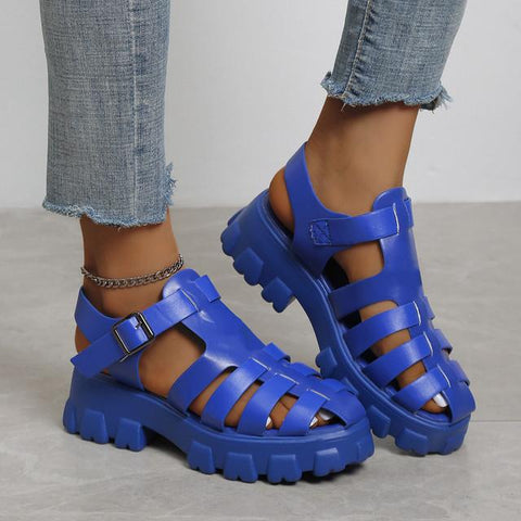 Bottom Roman Womens Sandals Buckle Womens Shoes Non-slip-BS00823-Veeddydropshipping