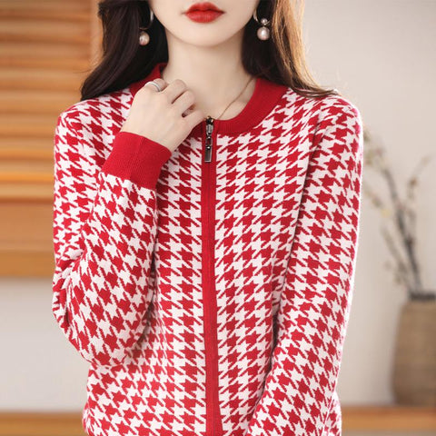 women cashmere cardigan knitted jacket-Veeddydropshipping